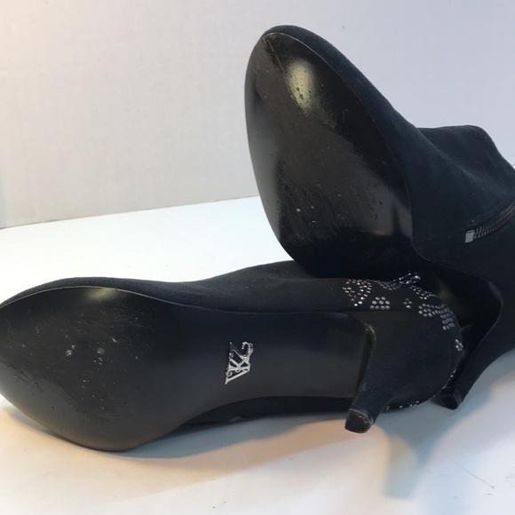 Kathy Van Zeeland Black Booties Silver &Gray Beads - Picture 7 of 12